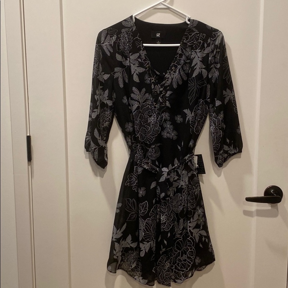 Black and white floral dress size medium